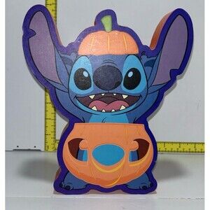 Disney Stitch Halloween Pumpkin Wooden Wall Art 8x7x2